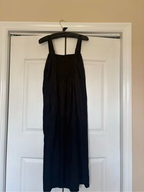 Sonoma Black Smocked Midi Dress with Adjustable Straps